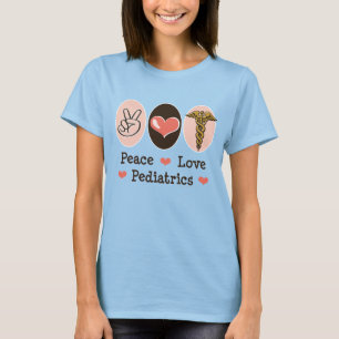 T-shirt Peace Love Pediatrics Pediatrician Ringer Tee