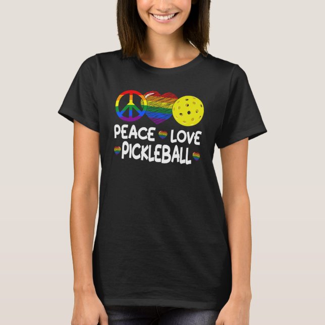 T-shirt Peace Love Pickleball Paddleball Lover I Love Pick (Devant)