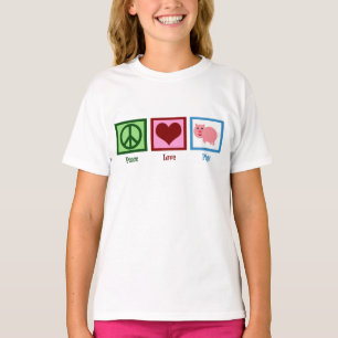 T-shirt Peace Love Pigs Cute Farm Girl