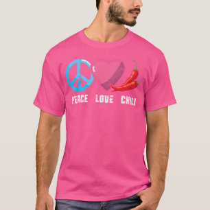 T-shirt Peace Love Piment Poivrons Rouge Hot épicé Poivre