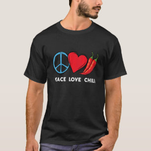 T-shirt Peace Love Piment Poivrons Rouge Hot épicé Poivre 
