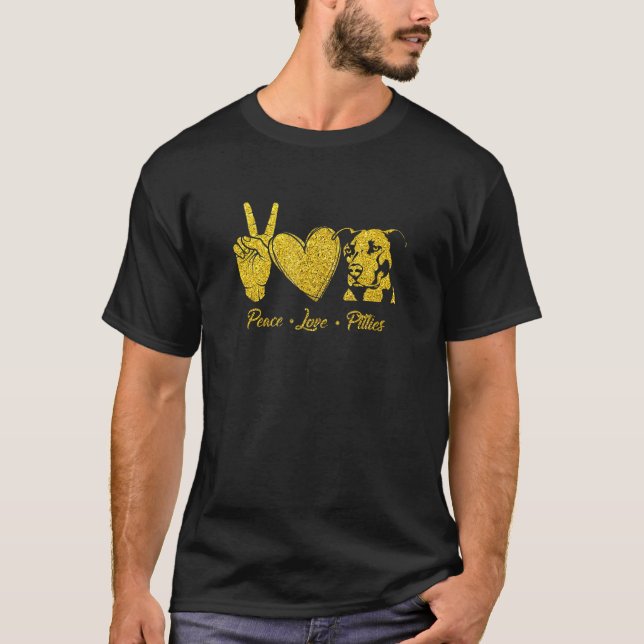 T-shirt Peace Love Pitbulls Cute Dog Animal (Devant)