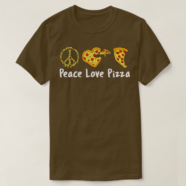 T-shirt Peace Love Pizza Funny Pizza (Design devant)