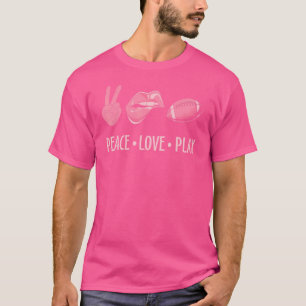 T-shirt Peace Love & Play Football Pink Sports Hommes Femm