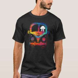 T-shirt Peace Love Poodle Dans Hippie Bus