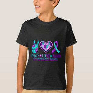 T-shirt Peace Love Prevention Bonne page de sensibilisatio