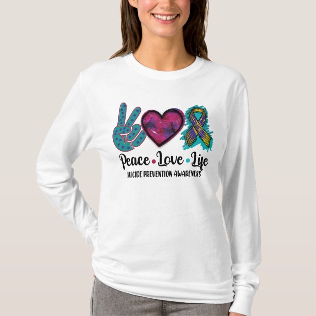 T-shirt Peace Love Prévention du suicide (Devant)