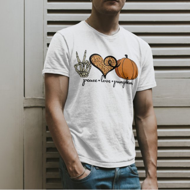 T-shirt Peace Love Pumkin Skeleton Halloween Costume (Créateur téléchargé)