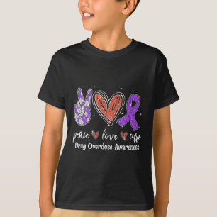 T-shirt Peace Love Purple Ribbon Sensibilisation à la surd
