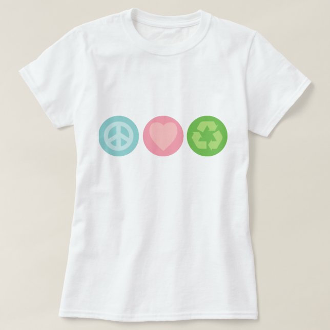 T-shirt Peace, Love & Recycle (Design devant)