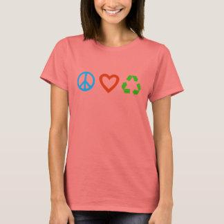 T-shirt Peace Love Recycle - plusieurs couleurs et