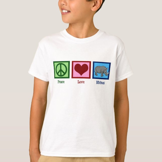 T-shirt Peace Love Rhinos Cute Rhino Kids (Devant)