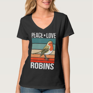 T-shirt Peace Love Robins Citation Art rétro BirdObservati