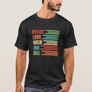 T-shirt Peace Love Rock Et Roll Rock Concert Marching Ban
