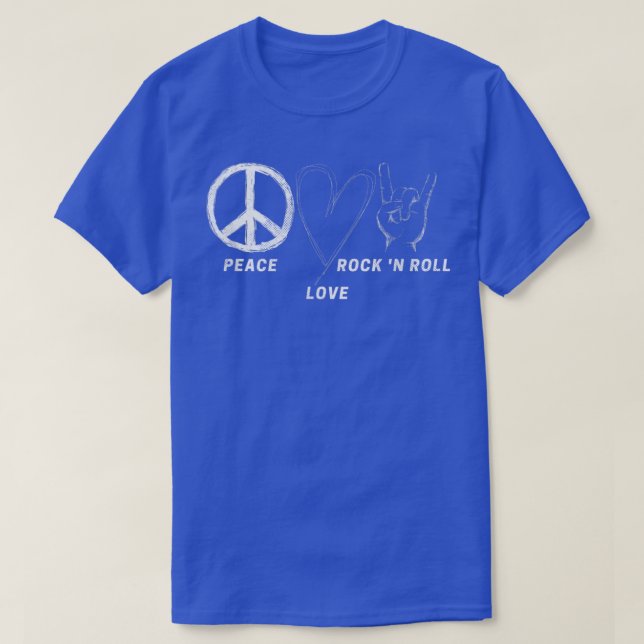 T-shirt Peace Love Rock N Roll Hippie Music Lover Concert (Design devant)