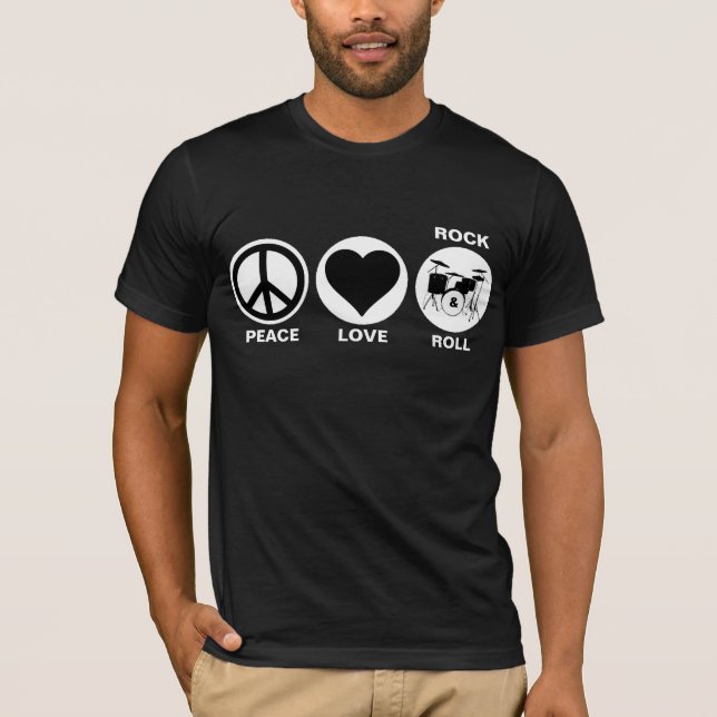 T-shirt Peace/Love/Rock & Roll (Devant)
