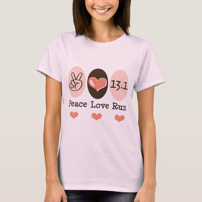 T-shirt Peace Love Run 13.1 Half Marathon Organic Tee (Devant)