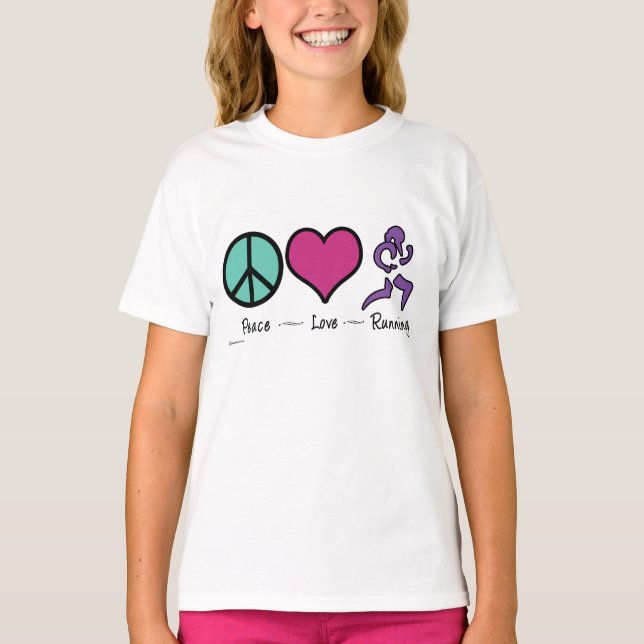 T-shirt Peace Love Running (Devant)