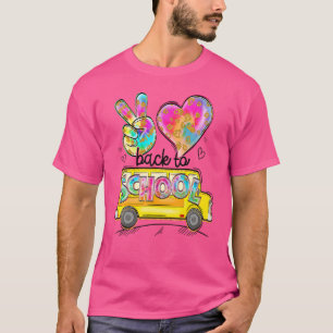 T-shirt Peace Love School Bus Driver Cute Back To School 2