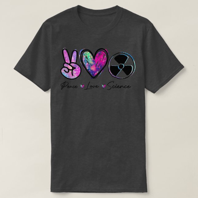 T-shirt Peace Love Science Funny Enseignant Premium (Design devant)