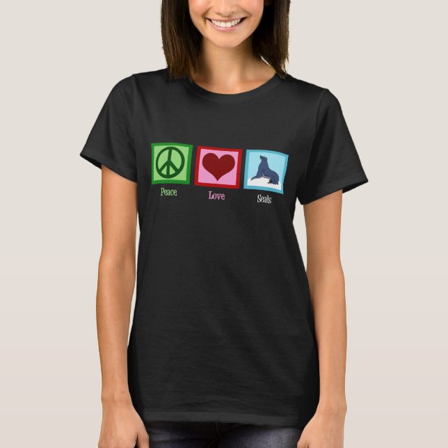 T-shirt Peace Love Seals Femme's Dark (Devant)