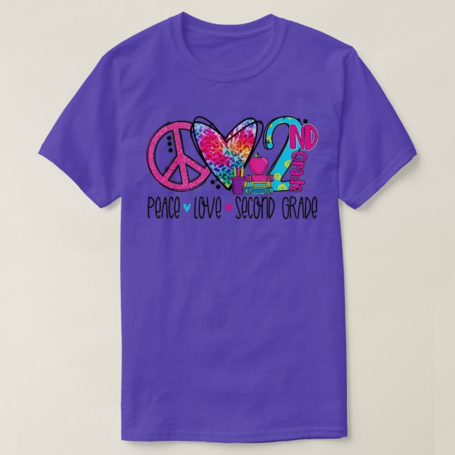 T-shirt Peace Love Second Grade Funny Tie Dye Student Teac (Design devant)