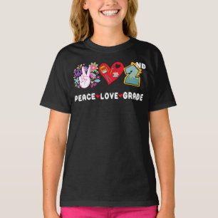 T-shirt Peace Love Second Grade Squad Retour à l'école 2e