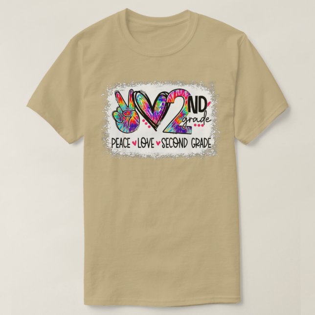 T-shirt Peace Love Second Grade Tie Dye Student Teacher Bl (Design devant)