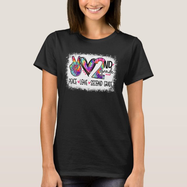 T-shirt Peace Love Second Grade Tie Dye Student Teacher Bl (Devant)