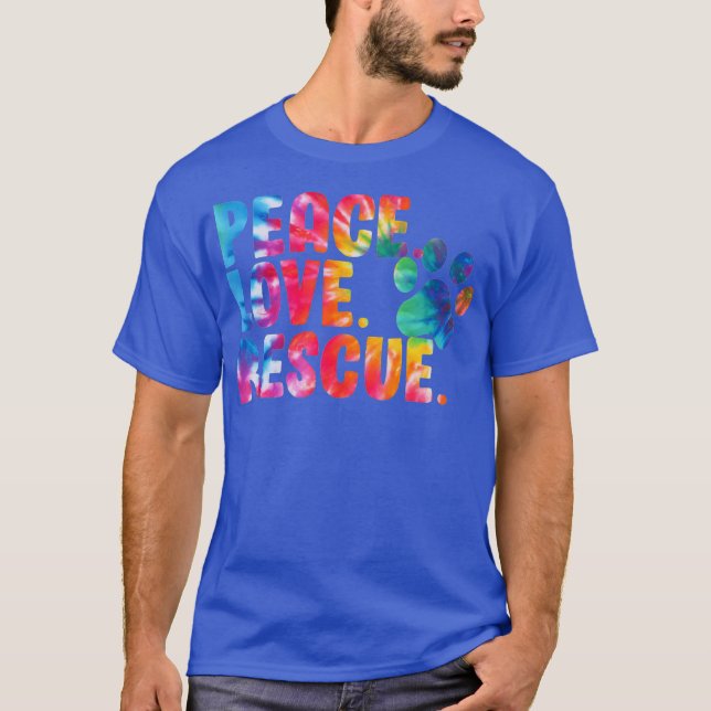 T-shirt Peace Love Secourt Amoureux des chiens Parent Adop (Devant)