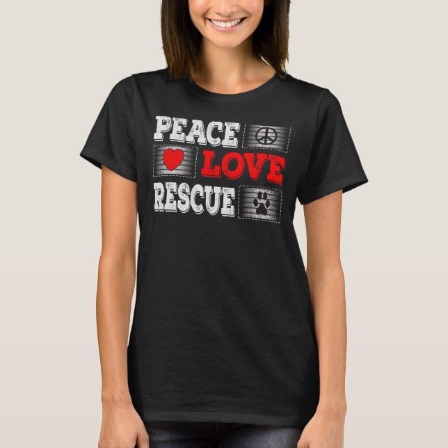 T-shirt Peace Love Secourt For Dog (Devant)