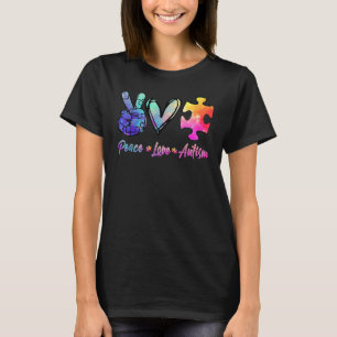 T-shirt Peace Love Sensibilisation sur l'autisme de l'auti