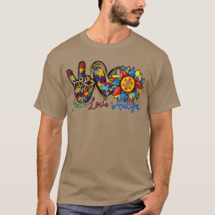 T-shirt Peace Love Sensibilisation sur l'autisme Pop It Fi