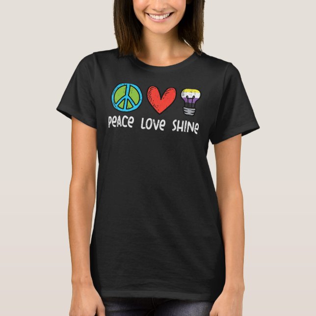 T-shirt Peace Love Shine Non binary Enby Nb Indicateur Non (Devant)