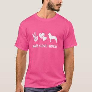 T-shirt Peace Love Siberian Husky Amoureux des chiens Pe