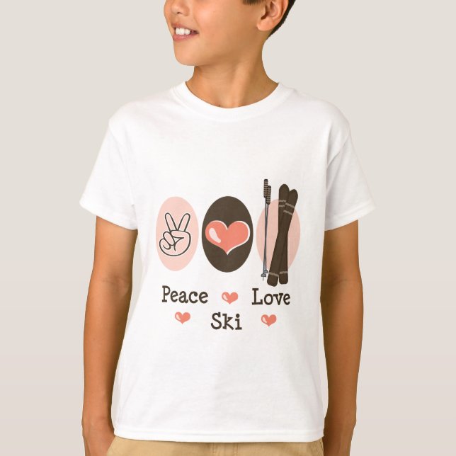 T-shirt Peace Love Ski Kids Sweatshirt (Devant)