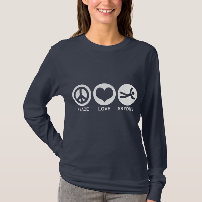 T-shirt Peace Love Skydive (Devant)
