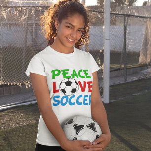 T-shirt Peace Love Soccer Ball Cute Sports Team
