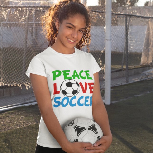 T-shirt Peace Love Soccer Ball Cute Sports Team (Créateur téléchargé)