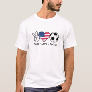 T-shirt Peace Love Soccer USA