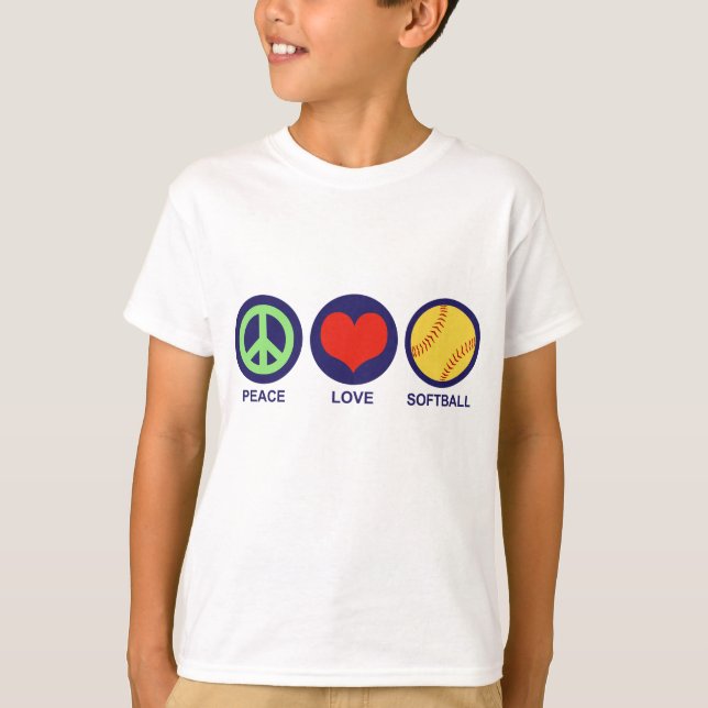 T-shirt Peace Love Softball (Devant)