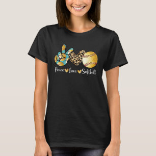 T-shirt Peace Love Softball  Maman   Lanceuse Receveuse