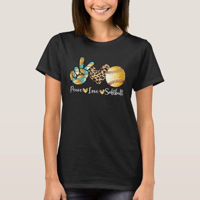 T-shirt Peace Love Softball  Maman   Lanceuse Receveuse (Devant)