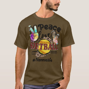 T-shirt Peace Love Softball Nannie Life Maman Grand-mère L