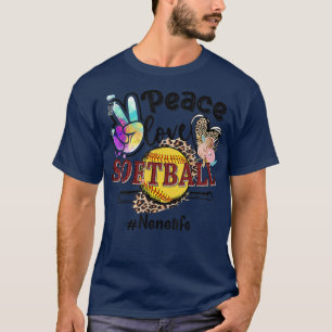 T-shirt Peace Love Softball Nene Life Mom Grandma Leopard