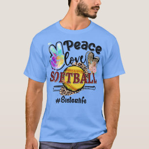 T-shirt Peace Love Softball Sister Life Maman Grandma Leop