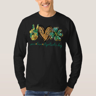 T-shirt Peace Love St Patrick Day Parties scintillant Hear