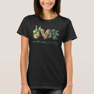 T-shirt Peace Love St Patrick Day Parties scintillant Hear