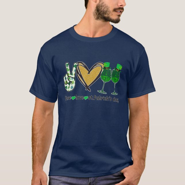 T-shirt Peace Love St Patrick's Day (Devant)