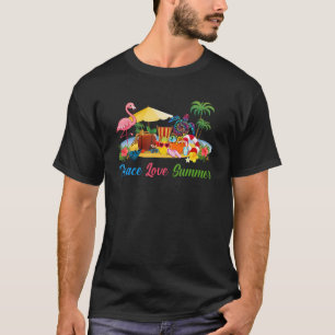 T-shirt Peace Love Summer Beach Turtle Vacances tropicales